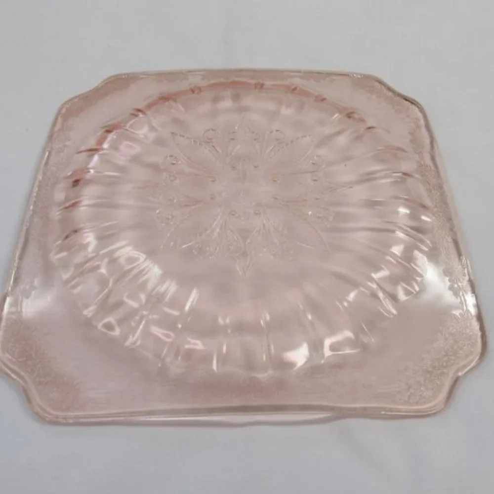 Jeannette Depression Glass Pink ADAM 7 1/2 Inch Square Salad or Lunch Plate - Picture 4 of 4